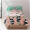 HAPPY FRIDAY S.L. Set copripiumino Panda garden 2 pezzi 135 x 200 cm 100% cotone Europe
