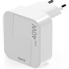 Hama Caricabatterie rapido HAMA, GaN, 2x USB-C, mini caricatore pieghevole, PD, 40 W, bianco (00125148)