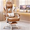 GTPLAYER Sedia da gioco carina, sedia da gioco, sedia da ufficio ergonomica sedia da gioco con orecchie di gatto, schiuma di memoria e poggiapiedi, 150 kg in Pelle finta