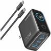 Anker Caricabatterie ANKER (100 W, 3 porte, display intelligente, cavo USB-C), grigio scuro