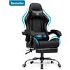 GTPLAYER Sedia da gioco Poltrona da gioco - Sedia da gioco ergonomica Supporto lombare Altezza regolabile Sedia da gioco imbottita 150 Kg, nero