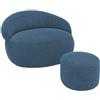 Bananair Pouf XXL sfoderabile in velluto a coste BANANAIR 110x100 cm + poggiapiedi blu scuro