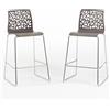 Idea New Garden Srl Set di 2 sgabelli da interno in resina con gambe in fibra di vetro e metallo - design moderno ed elegante, ideale per cucina e bancone - ANNA XL - Tortora