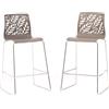 Idea New Garden Srl Set di 2 sgabelli da interno in resina con gambe in fibra di vetro e metallo - seduta alta 65 cm con schienale e poggiapiedi, design moderno ed elegante - DAFNE XL - Tortora