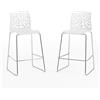 Idea New Garden Srl Set di 2 sgabelli da interno in resina con gambe in fibra di vetro e metallo - Altezza seduta 65 cm con schienale dal design ispirato alla natura, robusto ed elegante per cucina e bancone - FLORA XL - Bianco