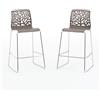 Idea New Garden Srl Set di 2 sgabelli da interno in resina con gambe in fibra di vetro e metallo - Altezza seduta 65 cm con schienale dal design ispirato alla natura, robusto ed elegante per cucina e bancone - FLORA XL - Tortora