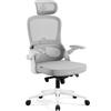 Diablo Chairs Sedia da ufficio Diablo V-Light Sedia da scrivania ergonomica Braccioli 3D Supporto lombare integrato Portata fino a 110 kg bianco-grigio