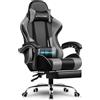 GTPLAYER Sedia da gioco GTPLAYER, sedia da ufficio, sedia ergonomica per PC, poltrona da gioco con supporto lombare massaggiante, poggiapiedi e poggiatesta, ecopelle grigia