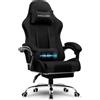 GTPLAYER Sedia da gioco GTPLAYER, sedia da ufficio, sedia ergonomica per PC, poltrona da gioco con supporto lombare massaggiante, poggiapiedi e poggiatesta, tessuto nero