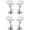 Milani Home - Set Di 4 Sgabelli Da Bar Albergo Hotel Sedia Cucina Con Poggiapiedi Altezza Regolabile Girevole Stile Moderno Di Design Contemporaneo , 47x53.5x81-102 - Bianco