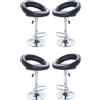 Milani Home - Set Di 4 Sgabelli Da Bar Albergo Hotel Sedia Cucina Con Poggiapiedi Altezza Regolabile Girevole Stile Moderno Di Design Contemporaneo , 47x53.5x81-102 - Nero