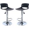 Milani Home - Set Di 2 Sgabelli Da Bar Albergo Hotel Sedia Cucina Con Poggiapiedi Altezza Regolabile Girevole Stile Moderno Di Design Contemporaneo , 46x39.5x75.5-96 - Nero