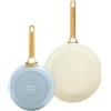 GreenPan CC008484-001, Set per frittura, blu, verde, alluminio, Vetroceramica, oro, acciaio inossidabile