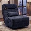 Mendler Poltrona relax HWC-P92, poltrona TV, girevole, funzione reclinabile, supporto per cellulare, tessuto ciniglia (260 g/m²) ~ blu