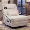 Mendler Poltrona relax HWC-P92, poltrona TV, girevole, funzione reclinabile, supporto per cellulare, tessuto ciniglia (260 g/m²) ~ bianco crema