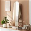 en.casa Specchio guardaroba 2 in 1 "Frenraby" Specchio a figura intera con appendiabiti e 2 ripiani Metallo 165 x 40 x 35 cm Colore sabbia