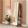 en.casa Specchio guardaroba 2 in 1 "Frenraby" Specchio a figura intera con appendiabiti e 2 ripiani Metallo 165 x 40 x 35 cm Nero