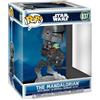 Funko Star Wars: The Mandalorian e Grogu POP! Rides Deluxe Vinyl Wackelkopf-Figur Il Mandaloriano con Grogu nell'AT-RT dei Resti Imperiali 9 cm