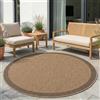 Carpetsale24 Tappeto Interno Esterno Impermeabile Look Naturale Juta Ideale per Soggiorno Cucina Terrazza e Balcone, Dimensioni: 160 cm Rotondo
