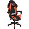Frankystar Clutch - Sedia da Gaming Ergonomica con Cuscino Lombare Poggiatesta e Poggiapiedi in PVC Nera e Rossa