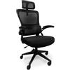 Frankystar Lyn - Sedia da uffico ergonomica ad altezza regolabile, dotata di poggiatesta, imbottitura lombare e ruote girevoli - colore nero