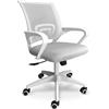Frankystar Lara - Sedia da ufficio ergonomica ad altezza regolabile con ruote girevoli - colore bianco e grigio