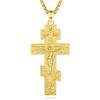 AEONSLOVE Collana Croce Ortodossa Uomo Argento 925 Crocifisso Ciondolo con Croce Cattolica Donna Medaglia Crocifissi Gesù Cristo Gioielli Cristiani Cattolici (D'oro)
