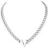 Richsteel Lettere A-Z Collana Uomo Argento Collana Cubana 7 MM Uomo Acciaio 46+5 CM Collana Iniziale Cuban Chain San Valentino Regalo Uomo