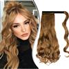 Dcbaboo Coda Capelli Extension Ricci 50cm Posticci per Capelli Extension Coda Capelli Finti Clip Mossi Coda di Cavallo Ondulati Code Finte per Capelli Sintetici Lunghi Wrap Ponytail, Biondo scuro