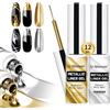 U-Shinein 2 X 12 ml Metallic Painting Gel Liner, Gold & Silver Metal Painting Drawing Gel, Strong Mirror Reflection Nail Art Paint, Nail Liner Gel, UV Nail Gel with Build in Thin Brush