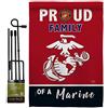 Breeze Decor - Set di bandiera da giardino con supporto forze armate corpo marino, USMC Semper Fi United State American Military Veteran Retire Ufficiale Casa Cantiere Doppio Lato, Made In USA