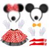 iDattel Costume da mouse, da donna, costume da topo da ragazza, set rosso tutu/cerchietto per capelli con orecchie/guanti/naso/calze/papillon per carnevale Halloween a tema cosplay party, Colore: