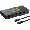 LiNKFOR Splitter Ottico 1 Ingresso 4 Uscite in Lega di Alluminio Splitter Ottico Digitale 1x4 192 kHz Supporto LPCM2.0/DTS/Dolby-AC3 Sdoppiatore Ottici Toslink 1-In-4-Out per PS3 Blue-Ray DVD HDTV