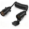 Qiping Cavo per Rimorchio Estensibile a 7 Pin da 2 Metri, Cavo Spirale a 7 Pin per 12V 24V Rimorchi Auto, Porta-Bici, Furgoni, Camion, Caravan