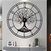 TOHOOYO Grande albero della vita Orologio da parete in metallo nero Grande decorazione per la casa soggiorno con numeri silenziosi moderni di mezzo secolo