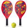 Generico Coppia Racchette da Spiaggia Padel Beach Tennis con Pallina Morbida Set Racchettoni in Legno Mare, Spiaggia Piscina Mare Giardino, Beach Rackets Set N 2 Racchette, N 1 Pallina