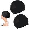 SSKHE Cuffia da nuoto in silicone, resistente, impermeabile, antistrappo, comoda cuffia da nuoto per tutti, bambini, adulti, protezione per capelli lunghi e corti, 2 pezzi