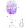 YOUBST Electric Fly Swatter Rimovibile, Bianco 5000V Ultra Racchetta Zanzare Elettrica 2-In-1 Racchetta Antizanzare, USB Base di Ricaricabile, e Lampada UV, Zanzariera Antizanzare