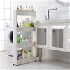 BAKAJI Carrello Carrellino Slim Stretto Salvaspazio Cucina Bagno Ripostiglio con Ripiani e 4 Ruote, Scaffale Portaoggetti Multiuso con rotelle (4 Ripiani)