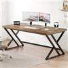 LVB Scrivania per computer in legno rustico esecutivo in metallo, grande scrivania industriale con ripostiglio, tavolo per computer in legno per camera da letto, soggiorno, rovere chiaro, 152 cm