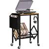 Yorbay - Supporto per dischi in vinile, con sacchetto organizzatore in tessuto e ganci, scaffale per giradischi in metallo fino a 200 album per soggiorno, camera da letto (Nero)