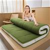 MAXYOYO - Futon, materasso imbottito giapponese, trapuntato, extra spesso, pieghevole, traspirante, per gli ospiti, colore verde, 135 x 190 cm, 1 pezzo