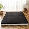 MAXYOYO Materasso futon da pavimento giapponese, imbottito, trapuntato, extra spesso, pieghevole, traspirante, letto per gli ospiti, letto da campeggio (nero, king size)