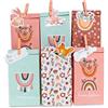 PaPIerDraCHeN 12 sacchetti regalo stampati per la Pasqua - Boho - idea regalo - con clip in legno e 2 fogli di etichette stampate in lamina d'oro | Nido di Pasqua per il crafting e i regali - Set 9
