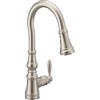 Moen S73004SRS Weymouth - Rubinetto da cucina tradizionale a tirata con potenziamento di potenza, resistente agli spot in acciaio inox