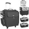 Relavel Valigia per trucco, organizer professionale per cosmetici con porta-pennelli, A-nero.