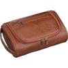 Ethlomoer Beauty case da uomo in pelle - Borsa da toilette impermeabile con separazione asciutta e bagnata, borsa marrone ispessita, organizer da viaggio con scomparti multipli | Borse da toilette da uomo