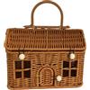 Cestino valigia pic nic vimini 4 persone con stoviglie e plaid blu