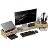HOMCOM Rialzo per monitor per ufficio supporto per schermo da 60-116 cm con 2 cassetti, lunghezza e angolo regolabili