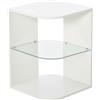 HOMCOM Comodino Moderno a 3 Livelli con Ripiano Regolabile, in Truciolato e Vetro Temperato, 40x40x56 cm, Bianco